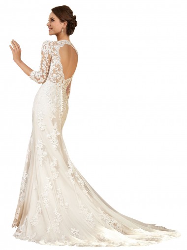 Elfenbein Etui Kapelle-schleppe Spitze Brautkleider Kaufen