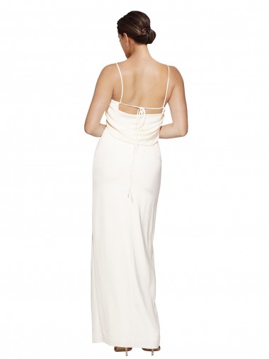 Elfenbein Etui Neckholder Stehkragen Ausschnitt Stretch-Satin Lange Formale Brautjungfernkleider / Abendkleider / Abiballkleider Kaufen