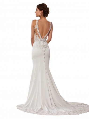 Elfenbein Etui Stehkragen Ausschnitt Kapelle-schleppe Spitze Brautkleider Kaufen