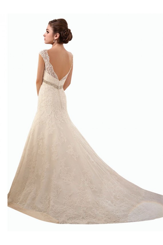 Elfenbein Meerjungfrau Illusion Ausschnitt Kapelle-schleppe Tüll Spitze Brautkleider Kaufen