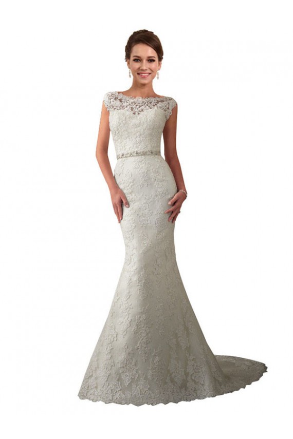 Elfenbein Meerjungfrau Illusion Ausschnitt Kapelle-schleppe Tüll Spitze Brautkleider Kaufen