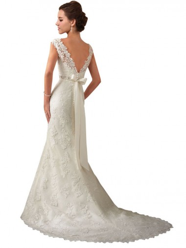 Elfenbein Meerjungfrau Illusion Ausschnitt Kapelle-schleppe Tüll Spitze Brautkleider Kaufen