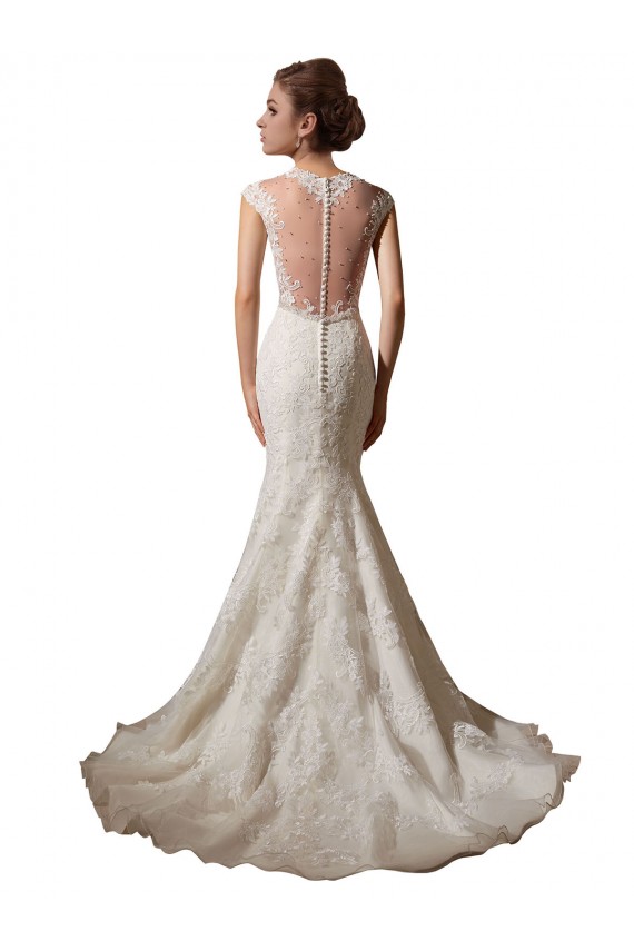 Elfenbein Meerjungfrau Illusion Ausschnitt V-Ausschnitt Kapelle-schleppe Tüll Spitze Brautkleider Kaufen