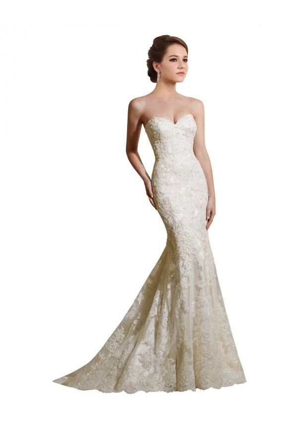 Elfenbein Meerjungfrau Kapelle-schleppe Satin Spitze Brautkleider Kaufen