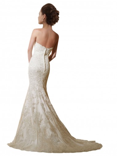 Elfenbein Meerjungfrau Kapelle-schleppe Satin Spitze Brautkleider Kaufen