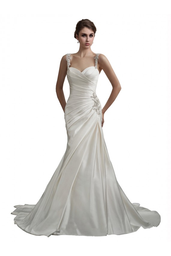 Elfenbein Meerjungfrau Kapelle-schleppe Satin Strand Brautkleider Kaufen