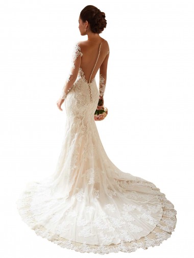 Elfenbein Meerjungfrau Kapelle-schleppe Spitze Brautkleider Kaufen