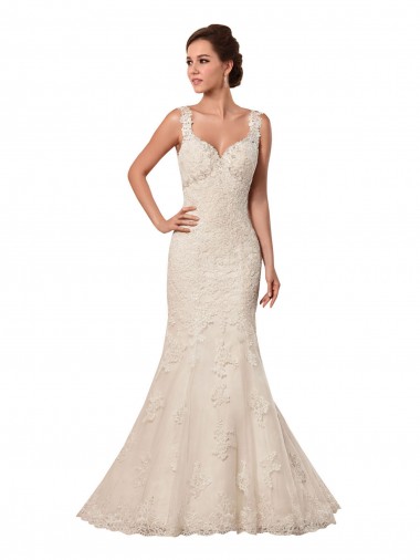 Elfenbein Meerjungfrau Kapelle-schleppe Tüll Spitze Brautkleider Kaufen