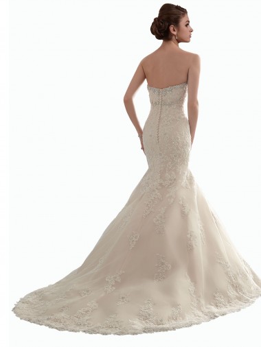 Elfenbein Meerjungfrau Kapelle-schleppe Tüll Spitze Klassisch Brautkleider Kaufen