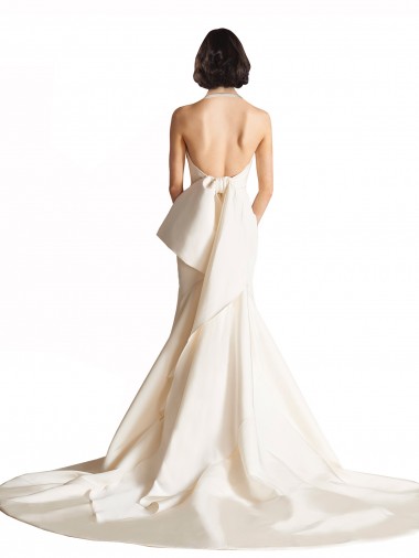 Elfenbein Meerjungfrau Neckholder Kapelle-schleppe Satin Strand Brautkleider Kaufen