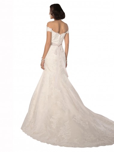 Elfenbein Meerjungfrau Off-Schulter Kapelle-schleppe Spitze Klassisch Strand Brautkleider Kaufen