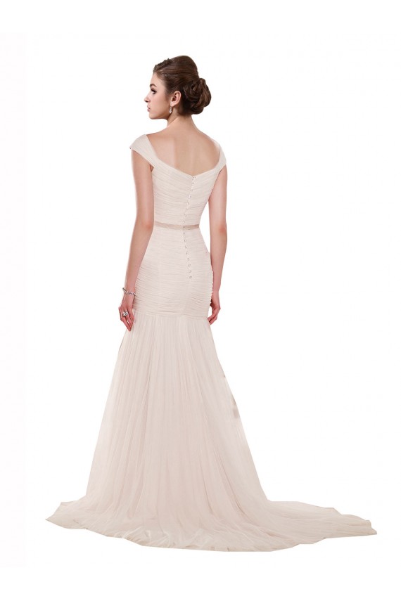 Elfenbein Meerjungfrau Off-Schulter Kapelle-schleppe Tüll Strand Brautkleider Kaufen