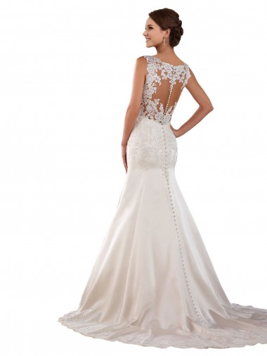 Elfenbein Meerjungfrau V-Ausschnitt Kapelle-schleppe Satin Klassisch Brautkleider Kaufen