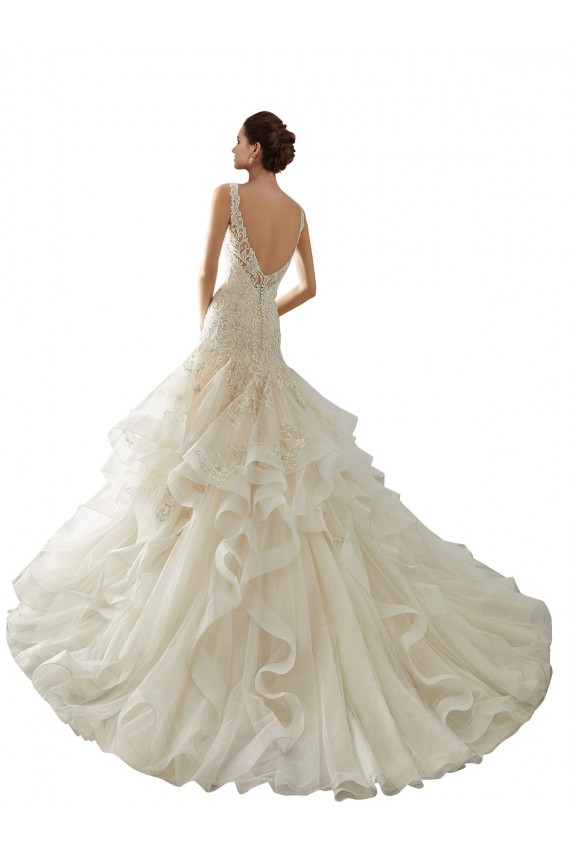 Elfenbein Meerjungfrau V-Ausschnitt Kapelle-schleppe Tüll Brautkleider Kaufen