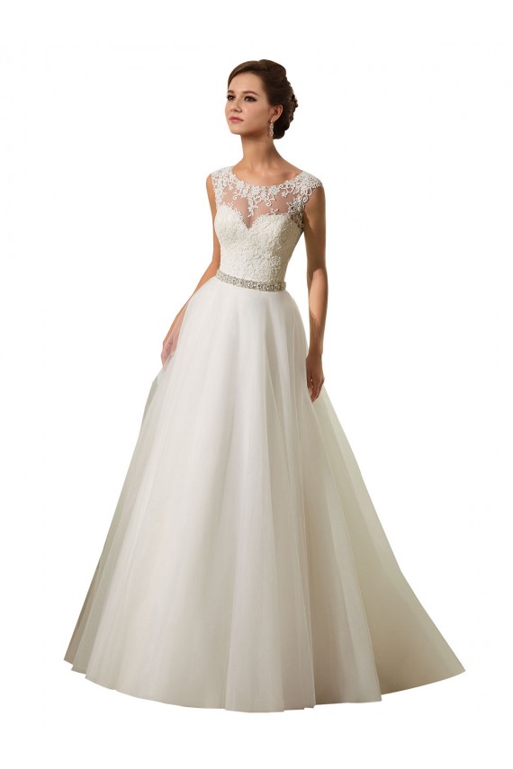 Elfenbein Prinzessin Illusion Ausschnitt Kapelle-schleppe Tüll Spitze Brautkleider Kaufen