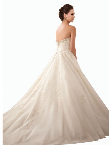 Elfenbein Prinzessin Kapelle-schleppe Satin Tüll Spitze Brautkleider Kaufen