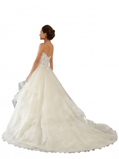 Elfenbein Prinzessin Kapelle-schleppe Satin Tüll Spitze Brautkleider Kaufen