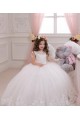 Elfenbein Prinzessin Kapelle-schleppe Tüll Spitze Lange Blumenmädchenkleider Kaufen
