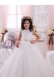 Elfenbein Prinzessin Kapelle-schleppe Tüll Spitze Lange Blumenmädchenkleider Kaufen