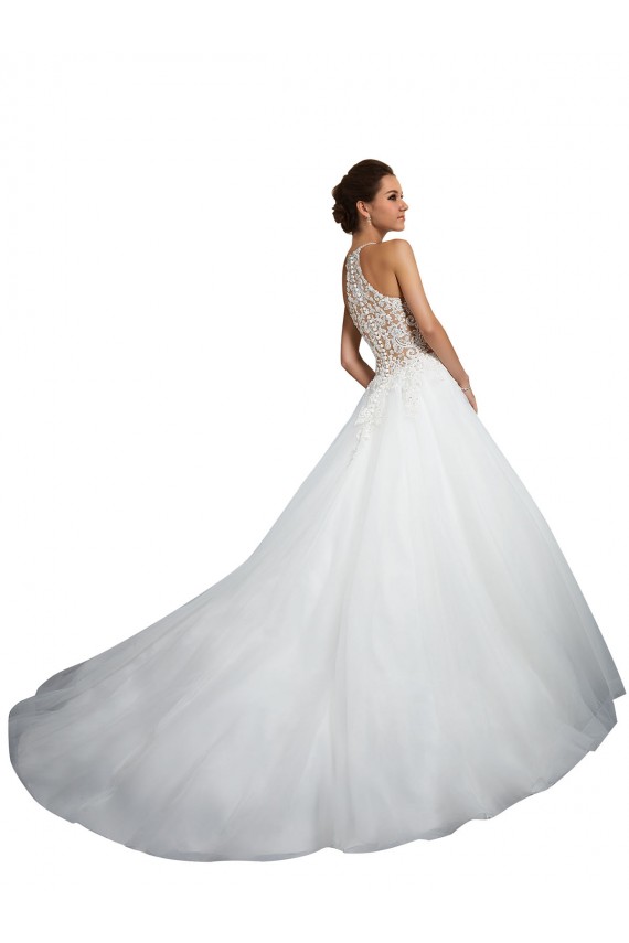 Elfenbein Prinzessin Stehkragen Ausschnitt Kapelle-schleppe Tüll Spitze Brautkleider Kaufen