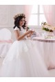 Elfenbein Prinzessin Tüll Spitze Lange Blumenmädchenkleider Kaufen