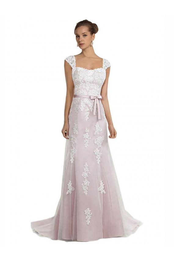 Elfenbein & Rosa Meerjungfrau Trägerlos Sweep Zug Tüll Spitze Strand Brautkleider Kaufen