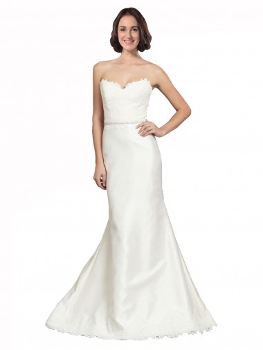 Elfenbein Trompete Kapelle-schleppe Satin Spitze Brautkleider Kaufen