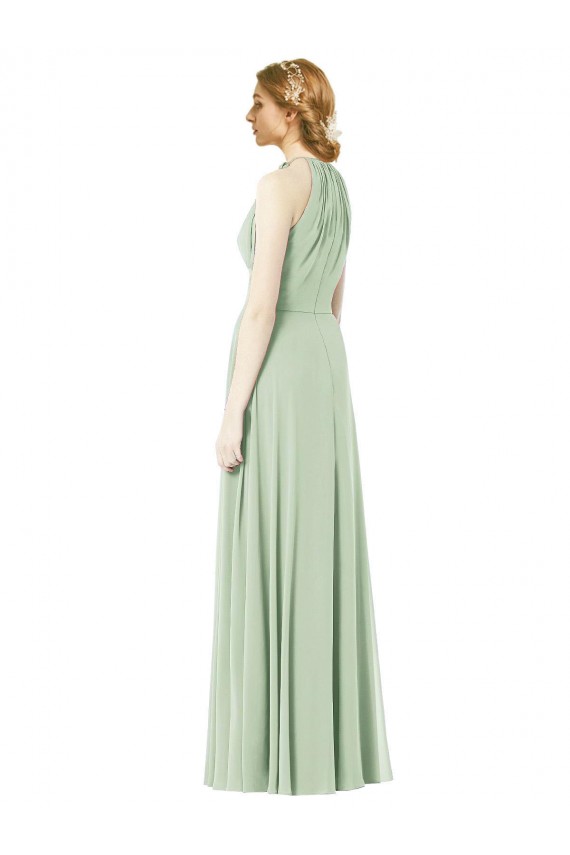 Emerald A-Linien Neckholder Chiffon Lange Brautjungfernkleider Kaufen