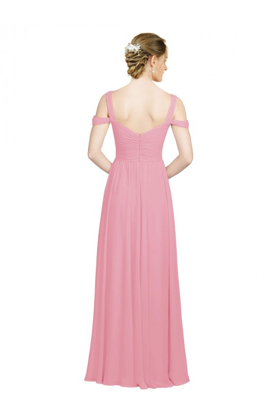 Hautrosa A-Linien Off-Schulter Chiffon Lange Brautjungfernkleider Kaufen