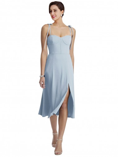 Helles Himmelblau A-Linien Midi Strech-Krepp Kurze Brautjungfernkleider / Abiballkleider / Cocktailkleider / Heimkehr Kleider Kaufen