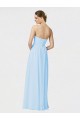 Helles Himmelblau A-Linien Trägerlos Chiffon Lange Brautjungfernkleider Kaufen
