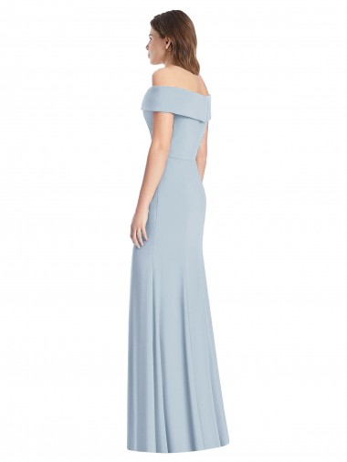 Helles Himmelblau Trompete Off-Schulter Strech-Krepp Lange Brautjungfernkleider / Abiballkleider Kaufen