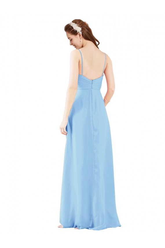 Immergrün Etui V-Ausschnitt Chiffon Lange Brautjungfernkleider Kaufen