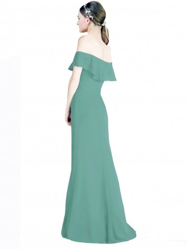 Isländisches Silber A-Linien Off-Schulter Chiffon Lange Brautjungfernkleider Kaufen