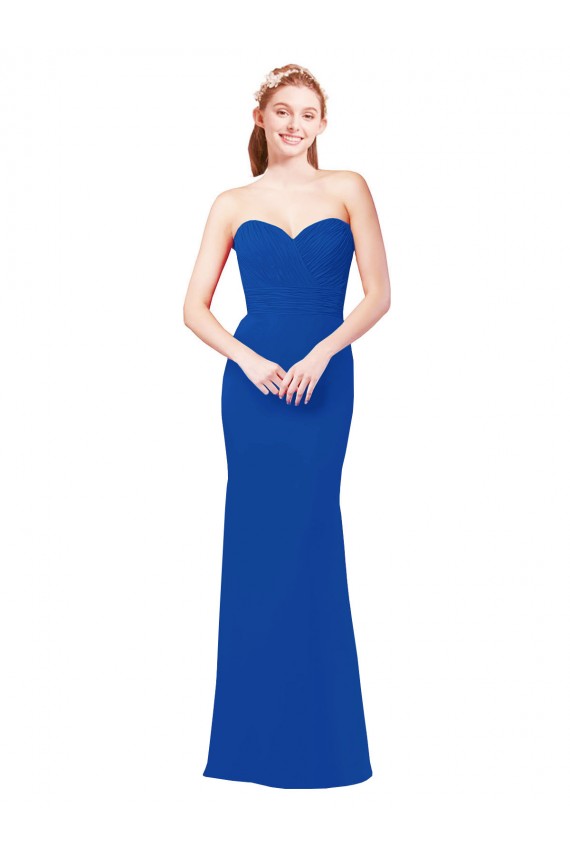 Königsblau A-Linien Chiffon Lange Brautjungfernkleider Kaufen