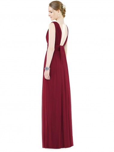 Königsblau A-Linien V-Ausschnitt Chiffon Lange Brautjungfernkleider Kaufen