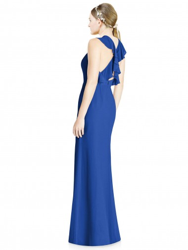 Königsblau Trompete Neckholder Stehkragen Ausschnitt Chiffon Lange Brautjungfernkleider Kaufen