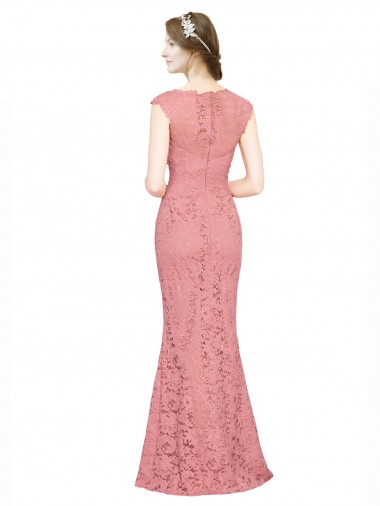 Lachs Meerjungfrau Trägerlos Spitze Lange Brautjungfernkleider / Abiballkleider Kaufen