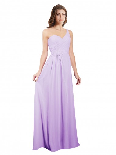Lila A-Linien Eine-Schulter Chiffon Lange Brautjungfernkleider Kaufen