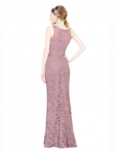 Meerjungfrau Illusion Ausschnitt Spitze Lange Brautjungfernkleider / Abiballkleider Kaufen