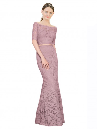 Meerjungfrau Off-Schulter Spitze Lange Brautjungfernkleider / Abiballkleider Kaufen