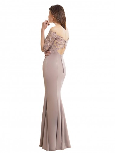 Meerjungfrau Stehkragen Ausschnitt Chiffon Spitze Lange Brautjungfernkleider Kaufen