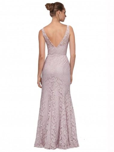 Meerjungfrau V-Ausschnitt Spitze Lange Brautjungfernkleider / Abiballkleider Kaufen