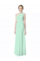 Minzgrün A-Linien Eine-Schulter Chiffon Lange Brautjungfernkleider Kaufen