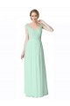 Minzgrün A-Linien V-Ausschnitt Chiffon Spitze Lange Brautjungfernkleider Kaufen