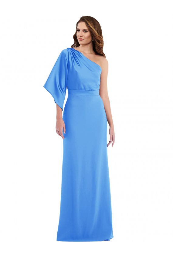 Pfauenblau Trompete Eine-Schulter Strech-Krepp Lange Brautjungfernkleider / Abiballkleider Kaufen