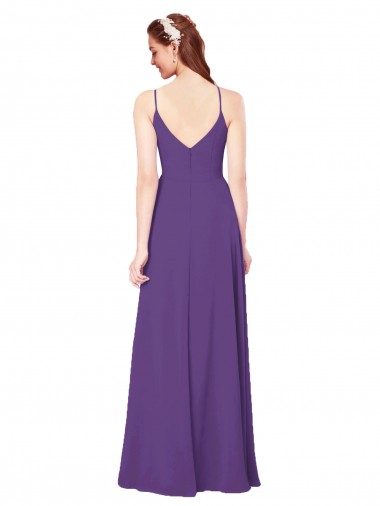 Pflaume Lila Etui Stehkragen Ausschnitt Chiffon Lange Brautjungfernkleider Kaufen