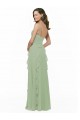 Rauchgrün A-Linien Spaghetti-Träger V-Ausschnitt Chiffon Lange Brautjungfernkleider Kaufen