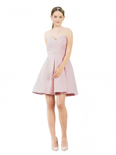 Rosa A-Linien Knielang Satin Kurze Brautjungfernkleider / Cocktailkleider / Heimkehr Kleider Kaufen
