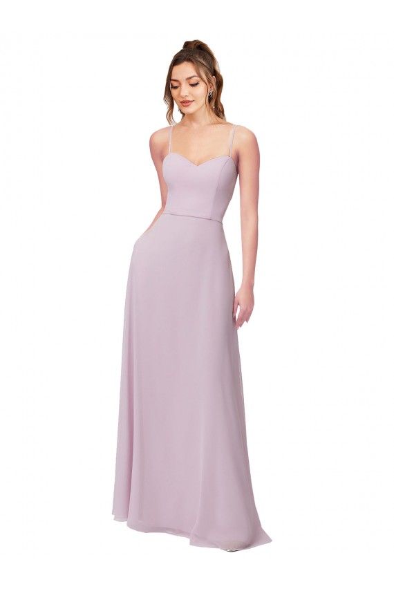 Rosa Leuchten A-Linien Chiffon Lange Brautjungfernkleider Kaufen